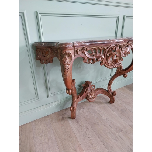 1158 - 19th C. French giltwood and painted console table with marble top {86 cm H x 116 cm W x 43 cm D}.