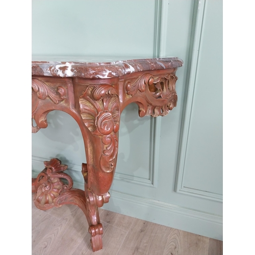 1158 - 19th C. French giltwood and painted console table with marble top {86 cm H x 116 cm W x 43 cm D}.