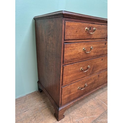 1163 - George III oak chest of drawers with two short drawers over three long drawers  {H 91cm x W 108cm x ... 