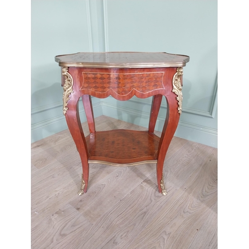 118 - Pair of French Kingwood lamp tables with ormolu mounts raised on cabriole legs {69 cm H x 63 cm W x ... 