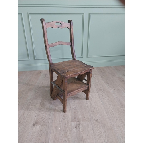 1184 - 19th C. French oak metamorphic library chair {94 cm H x 41 cm W x 38 cm D}.