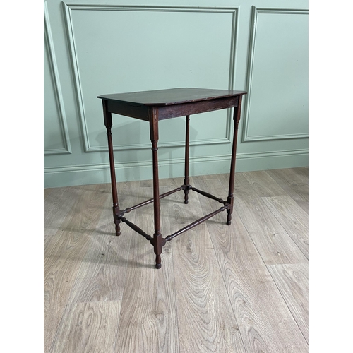 1188 - Georgian mahogany lamp table raised on turned legs and four stretchers {66 cm H x 54 cm W x 41 cm D}... 