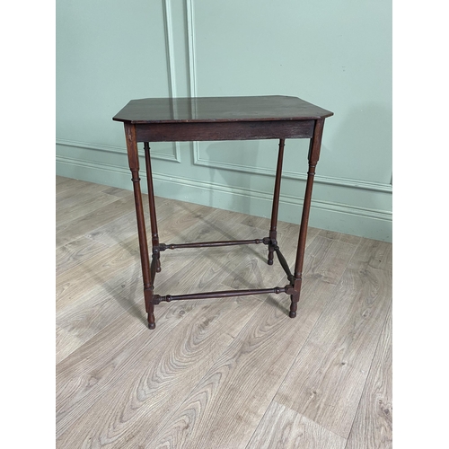 1188 - Georgian mahogany lamp table raised on turned legs and four stretchers {66 cm H x 54 cm W x 41 cm D}... 