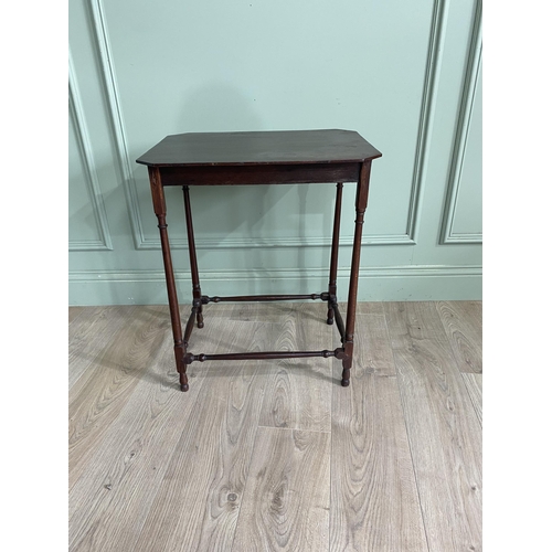 1188 - Georgian mahogany lamp table raised on turned legs and four stretchers {66 cm H x 54 cm W x 41 cm D}... 