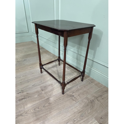 1188 - Georgian mahogany lamp table raised on turned legs and four stretchers {66 cm H x 54 cm W x 41 cm D}... 