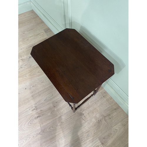 1188 - Georgian mahogany lamp table raised on turned legs and four stretchers {66 cm H x 54 cm W x 41 cm D}... 