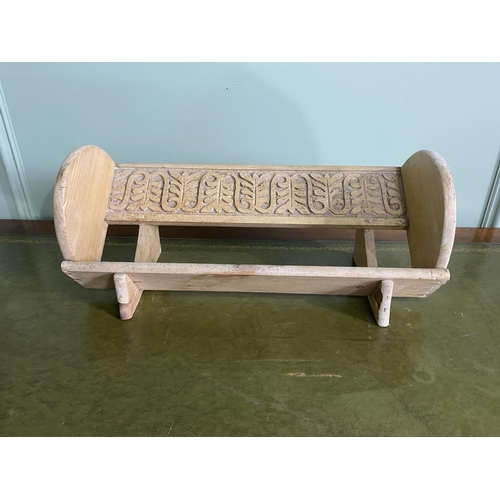 119 - Early 20th C. carved pine book trough {20 cm H x 49 cm W x 22 cm D}.