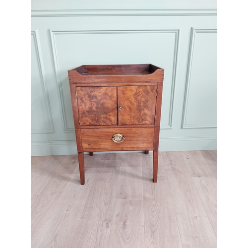 1193 - Georgian mahogany pot cupboard with two doors above single drawers raised on square tapered legs {82... 