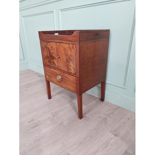 1193 - Georgian mahogany pot cupboard with two doors above single drawers raised on square tapered legs {82... 