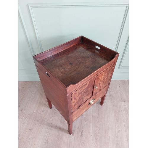 1193 - Georgian mahogany pot cupboard with two doors above single drawers raised on square tapered legs {82... 