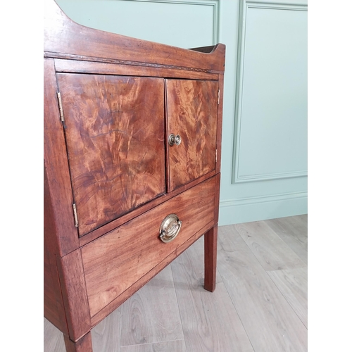 1193 - Georgian mahogany pot cupboard with two doors above single drawers raised on square tapered legs {82... 