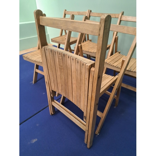 1198 - Set of six teak folding chairs  {H 78cm x W46cm x D 41cm }. - NOT AVAILABLE TO VIEW IN PERSON