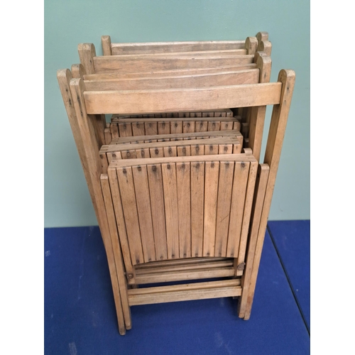 1198 - Set of six teak folding chairs  {H 78cm x W46cm x D 41cm }. - NOT AVAILABLE TO VIEW IN PERSON