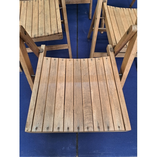 1198 - Set of six teak folding chairs  {H 78cm x W46cm x D 41cm }. - NOT AVAILABLE TO VIEW IN PERSON