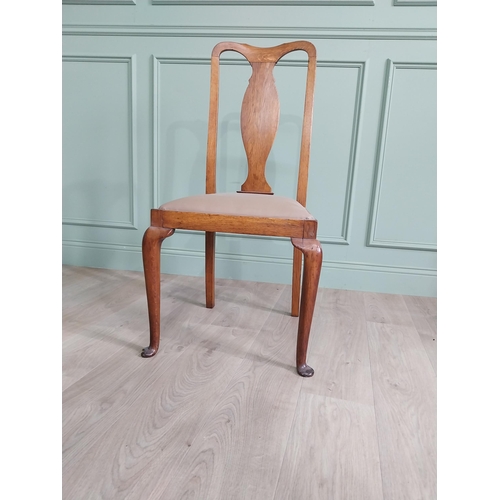 1228 - Edwardian oak side chair with upholstered seat raised on cabriole legs {102 cm H x 51 cm W x 48 cm D... 