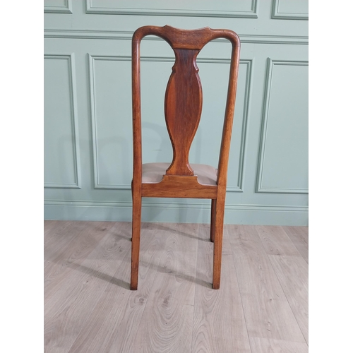 1228 - Edwardian oak side chair with upholstered seat raised on cabriole legs {102 cm H x 51 cm W x 48 cm D... 