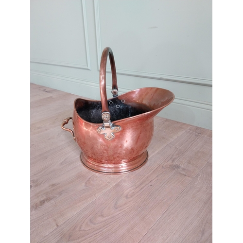 1234 - Good quality 19th C. copper and brass coal scuttle {45 cm H x 28 cm W x 43 cm D}.