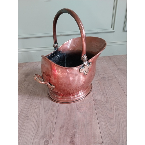 1234 - Good quality 19th C. copper and brass coal scuttle {45 cm H x 28 cm W x 43 cm D}.