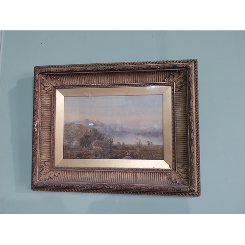 1240 - Two 19th C. Mountain and Farm scenes oil on canvases mounted in giltwood frames {44 cm H x 56 cm W}.