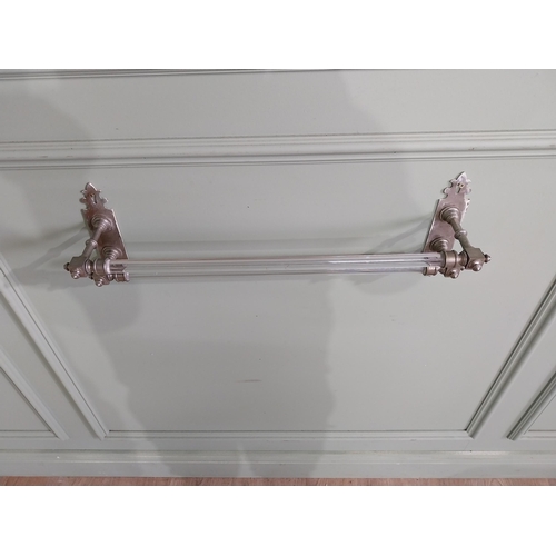 1255 - Early 20th C. French chrome and glass towel rail {20 cm H x 58 cm W x 13 cm D}.