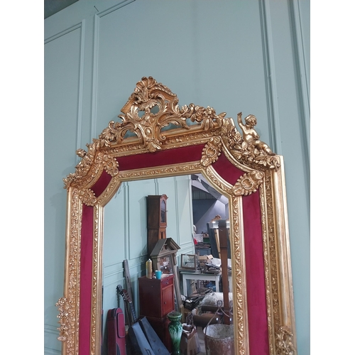 1257 - Decorative French gilt wall mirror in the Victorian style {200 cm H x 110 cm W}.