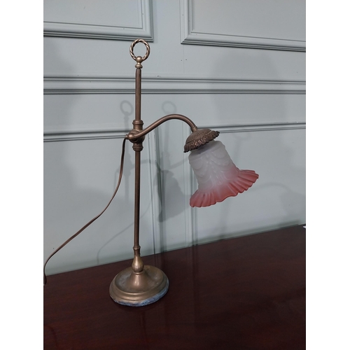 126 - Good quality early 20th C. adjustable students lamp with ruby and frosted glass shade {55 cm H x 30 ... 