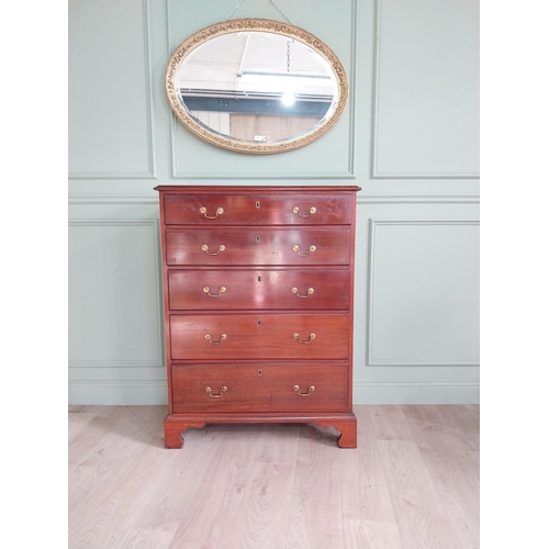 1262 - Good quality Georgian mahogany chest of drawers with five graduated drawers with original brass hand... 