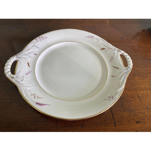 1268 - Belleek plate and teapot {3 cm H x 29 cm W x 25 cm D and 13 cm H x 23 cm W x 18 cm D}.