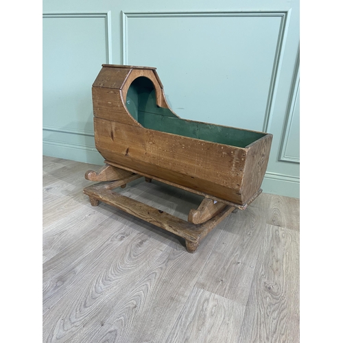 1271 - 19th C. pine child's rocking cot on stand {75 cm H x 85 cm W x 56 cm D}.