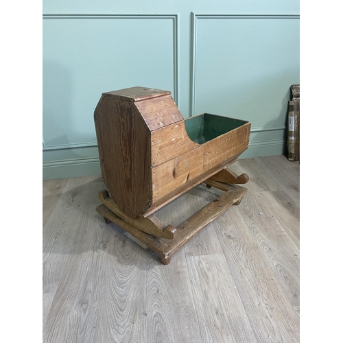 1271 - 19th C. pine child's rocking cot on stand {75 cm H x 85 cm W x 56 cm D}.