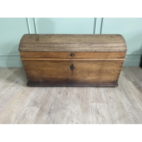 1272 - Late 18th C. to early 19th C. French oak dome top trunk with wrought iron handles {69 cm H x 130 cm ... 