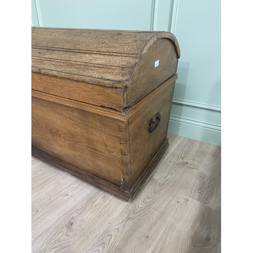 1272 - Late 18th C. to early 19th C. French oak dome top trunk with wrought iron handles {69 cm H x 130 cm ... 