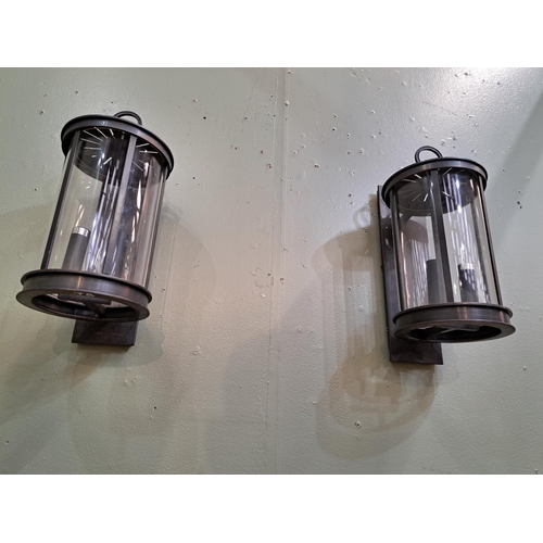 1279 - Pair of bronze wall lights  {H 40cm x Dia 18cm}. - NOT AVAILABLE TO VIEW IN PERSON