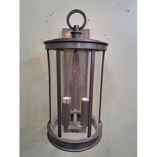 1279 - Pair of bronze wall lights  {H 40cm x Dia 18cm}. - NOT AVAILABLE TO VIEW IN PERSON