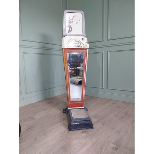 1280 - Art Deco enamel scales by Walting Scales Co Chicago. {164 cm H x 43 cm W x 63 cm D}.