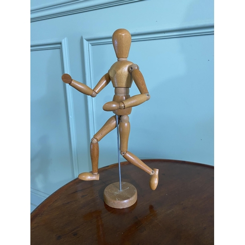 1283 - Pine articulating artists model {33 cm H x 16 cm W x 14 cm D}.