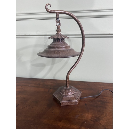 1286 - Vintage bronzed metal table lamp {46 cm H x 21 cm W x 27 cm D}.