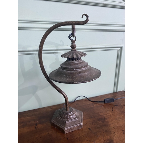 1286 - Vintage bronzed metal table lamp {46 cm H x 21 cm W x 27 cm D}.