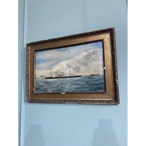 1293 - Early 20th C. Maritime Scene oil on board signed T.C.C 1901 mounted in giltwood frame {59 cm H x 79 ... 