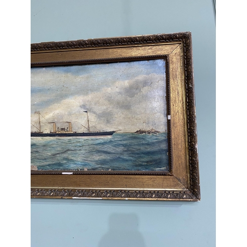 1293 - Early 20th C. Maritime Scene oil on board signed T.C.C 1901 mounted in giltwood frame {59 cm H x 79 ... 