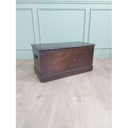 1296 - 19th C. stained pine blanket box {46 cm H x 96 cm W x 46 cm D}.