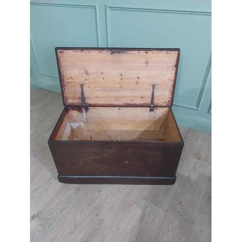 1296 - 19th C. stained pine blanket box {46 cm H x 96 cm W x 46 cm D}.