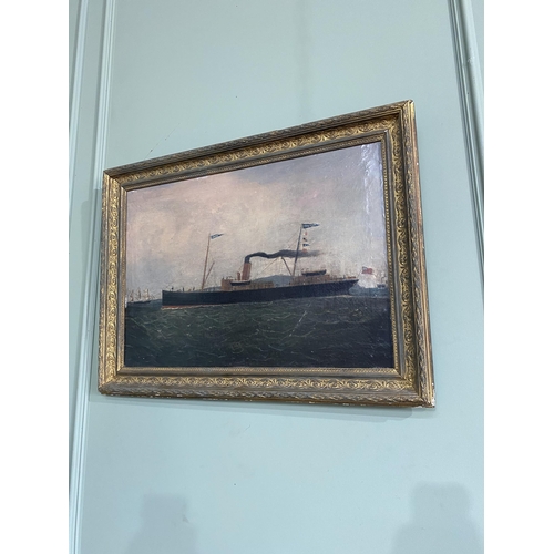 1309 - 19th C. SS Hare Ship oil on canvas mounted in giltwood frame {58 cm H 79 cm W}.