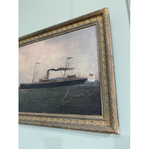 1309 - 19th C. SS Hare Ship oil on canvas mounted in giltwood frame {58 cm H 79 cm W}.