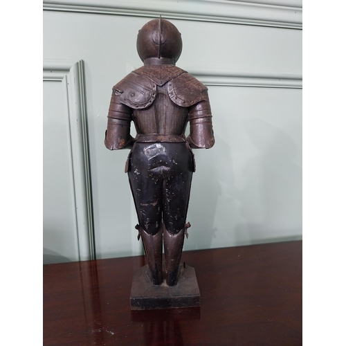 1313 - Vintage miniature metal suit of armour {40 cm H x 16 cm W x 11 cm D}