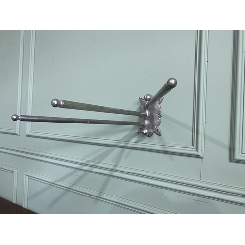 1315 - Early 20th C. chrome wall mounted adjustable towel rail {17 cm H x 50 cm W}.