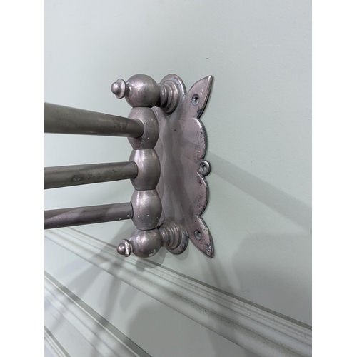 1315 - Early 20th C. chrome wall mounted adjustable towel rail {17 cm H x 50 cm W}.