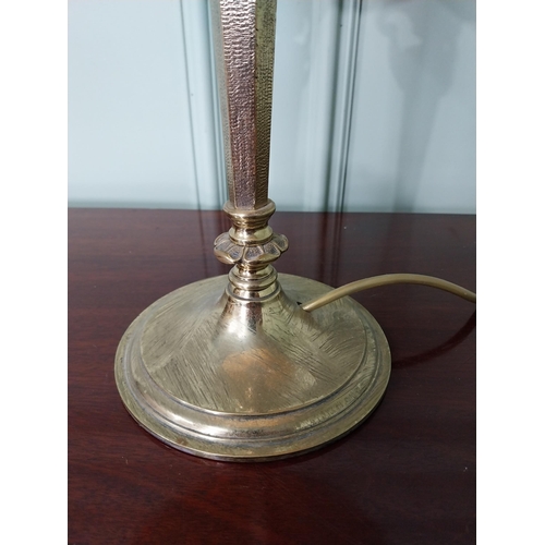 1327 - Good quality Edwardian brass table lamp decorated with floral swags {47 cm H x 28 cm Dia.}.