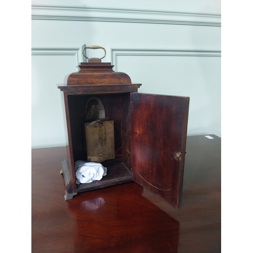 133 - Early 20th C. mahogany bracket clock with silvered dial mounted with silver plaque presented to Reve... 