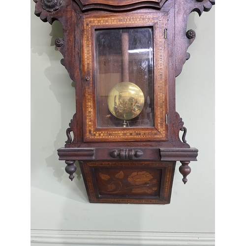 1330 - 20th C. American mahogany and satinwood inlaid drop dial clock {94 cm H x 44 cm W x 15 cm D}.